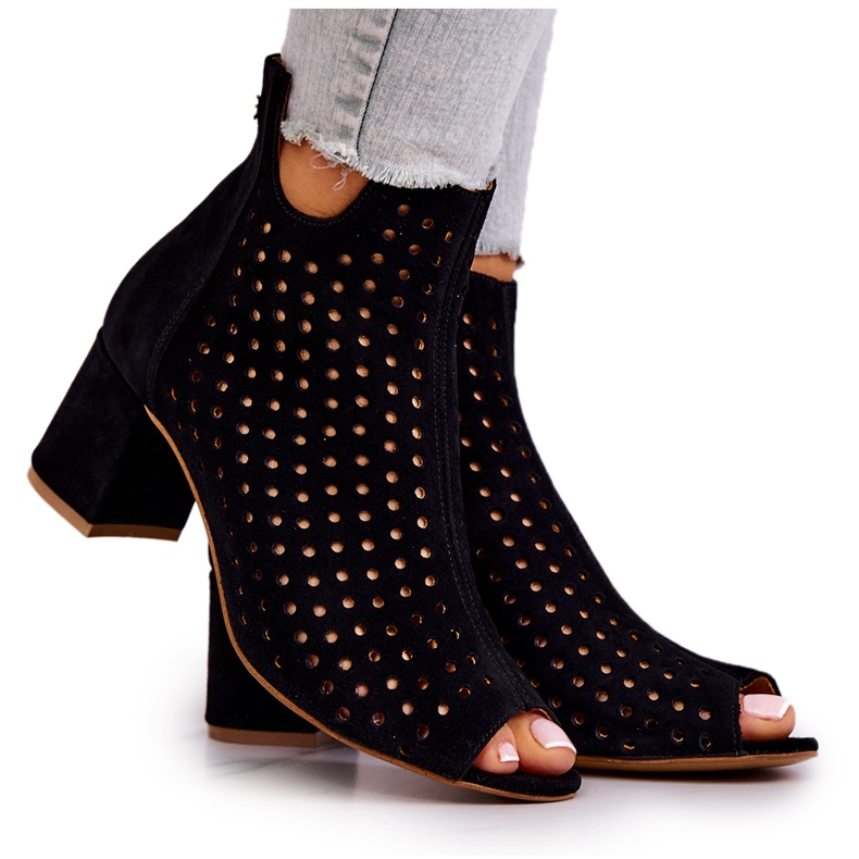 Leather Openwork Boots Maciejka 05420-43 Black