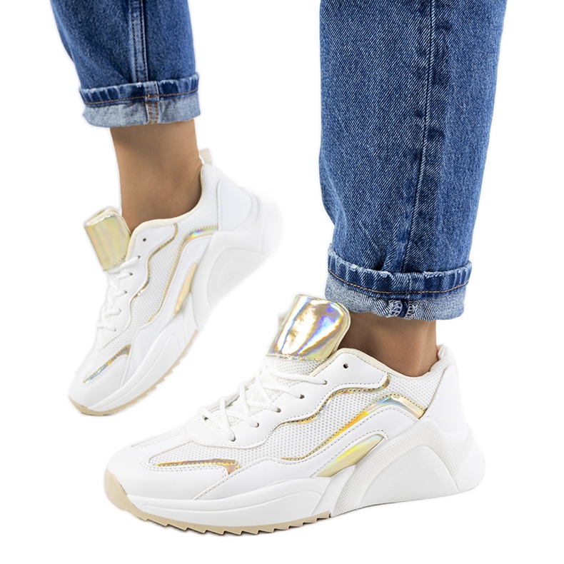 Ingram holographic white and gold sneakers golden Ingram holographic white and gold sneakers golden