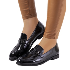 Women's black lacquered Zettici moccasins