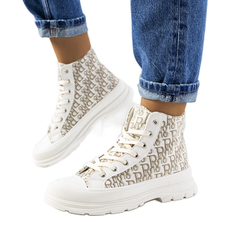 Beige sneakers, women's shoes, Chester