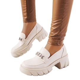 Beige moccasins on a thick Brant sole