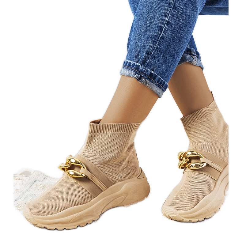 Brown high-top sneakers