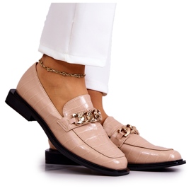 Vinceza Leather Loafers Loafers With Beige Killen Chain golden