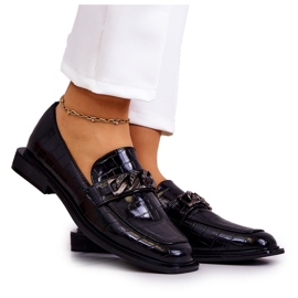 Vinceza Leather Loafers Loafers With Black Killen Chain