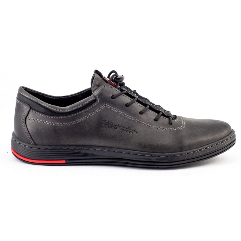 Polbut Men's leather casual shoes K23 gray grey