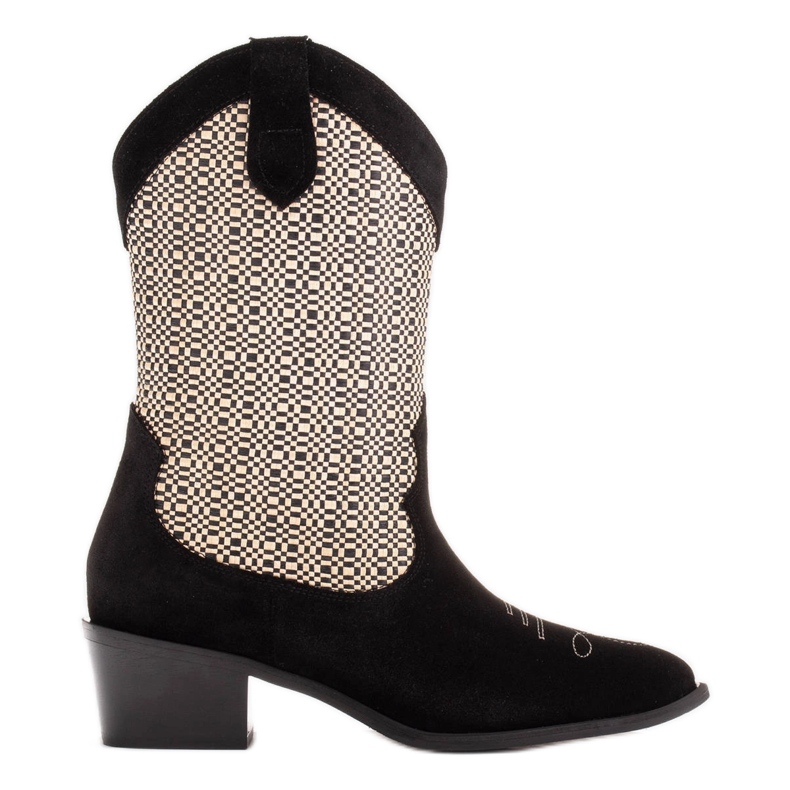 Marco Shoes Cowboy boots in combination with suede and fabric black