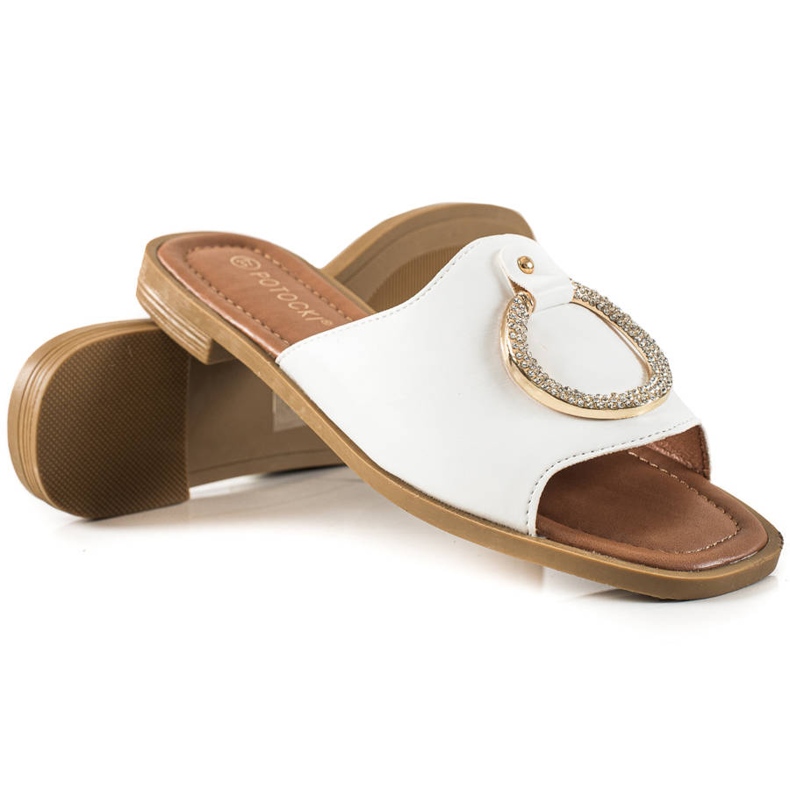 W. Potocki White Slippers With Potocki Ornament