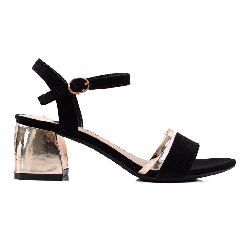 Sergio Leone Sandals On Gold Heels black golden Sergio Leone Sandals On Gold Heels black golden