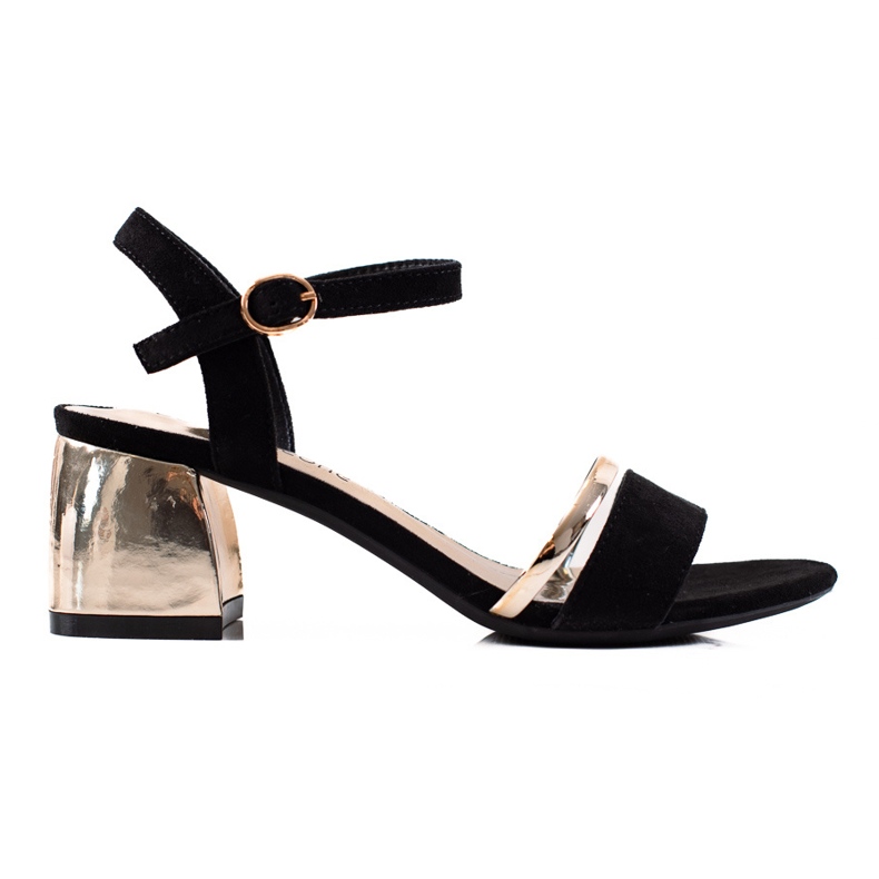 Sergio Leone Sandals On Gold Heels black golden