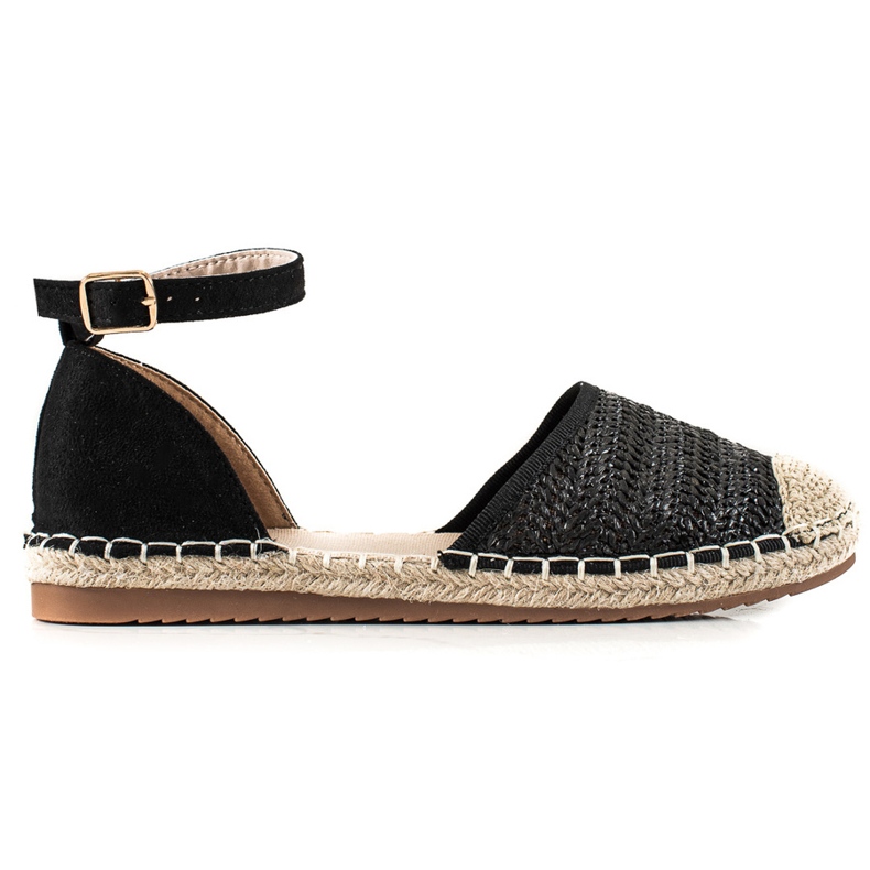 Anesia Paris Braided Espadrilles With Buckle black