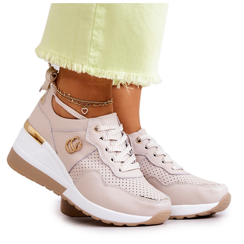 S.Barski Women's Leather Sport Shoes Sneakers Beige Loissa S.Barski Women's Leather Sport Shoes Sneakers Beige Loissa