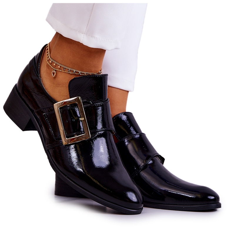 PA2 Patent leather shoes with a buckle Black Taliya