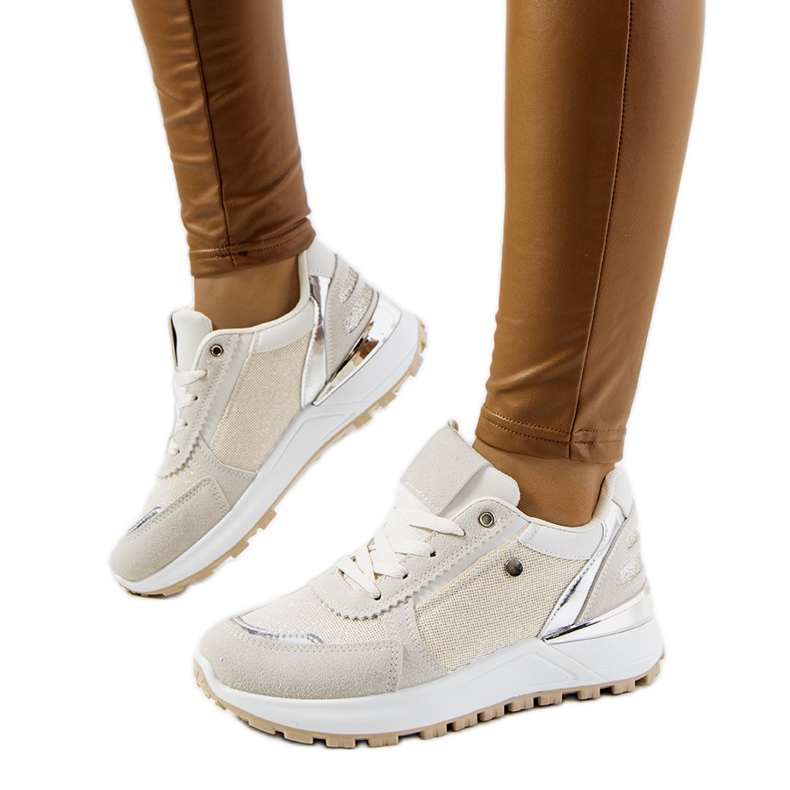Beige shiny women's Onio sneakers