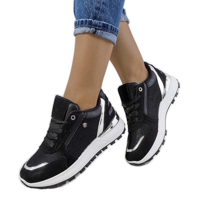 Black shiny women's Onio sneakers