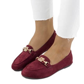 Burgundy moccasins with Cardoso buckle red