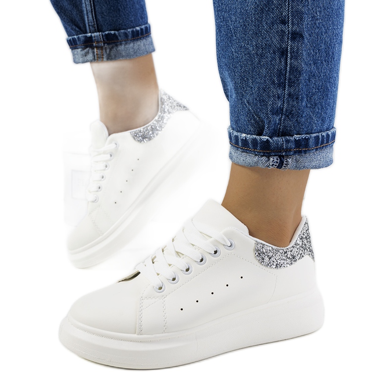 Gallo women's white sneakers silver Gallo women's white sneakers silver