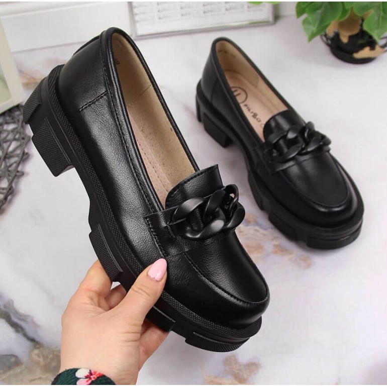 Leather shoes with chain Filippo W PAW252C black