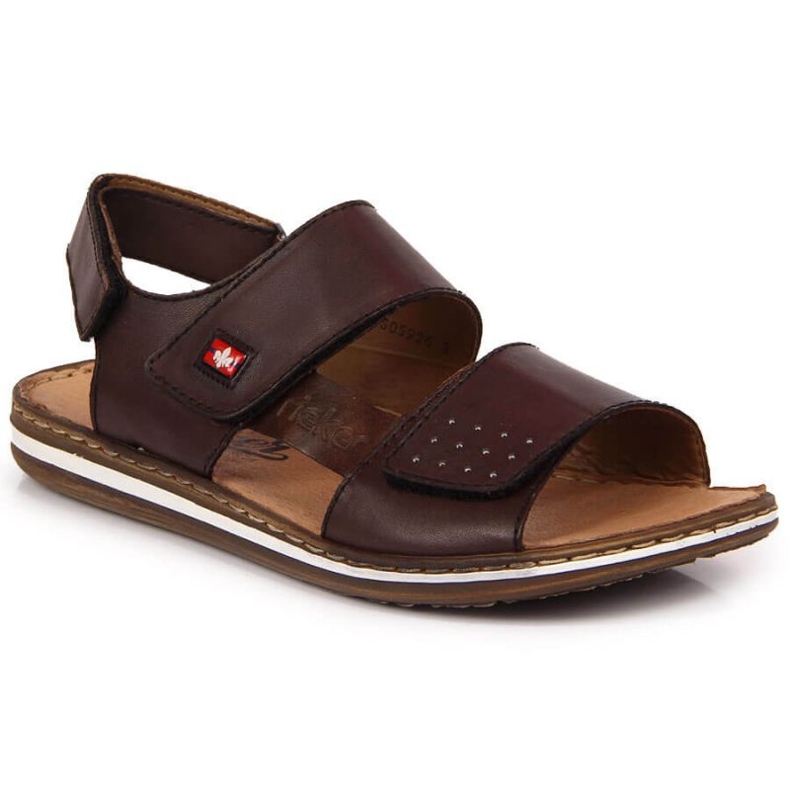 Leather sandals with velcro Rieker M RKR529 brown