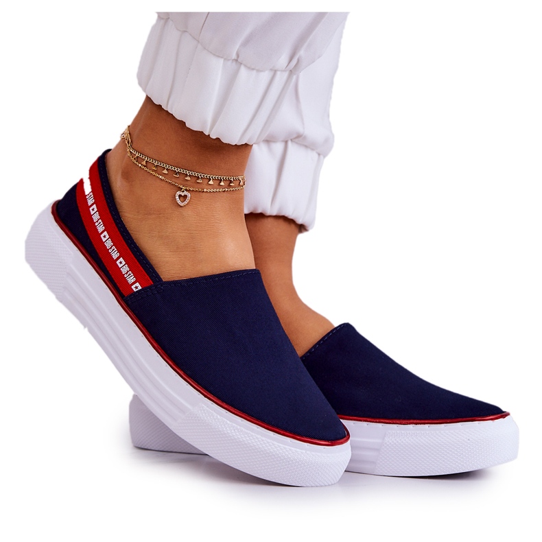 Women's Sneakers Slip On Big Star JJ276009 Navy Blue-Red Women's Sneakers Slip On Big Star JJ276009 Navy Blue-Red