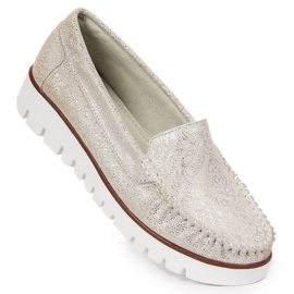 Leather loafers on the Filippo W PAW336 platform silver