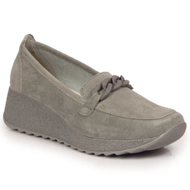 Leather shoes with chain Filippo W PAW337B gray grey