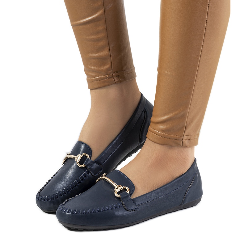 Women's navy blue loafers from Ilana