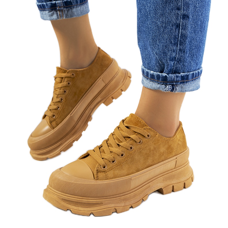 Brown sneakers on the Baldi platform multicolored yellow