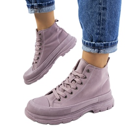 Violet ankle-high sneakers on the Boyes platform purple
