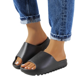 Christinia black rubber slippers