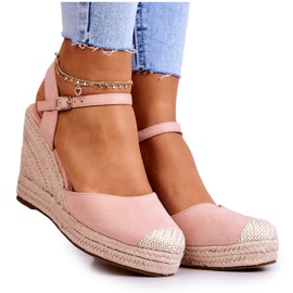 FW1 Women's Espadrilles On A Braided Platform Pink Canillo