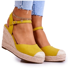 FW1 Women's Espadrilles On A Braided Platform Yellow Canillo