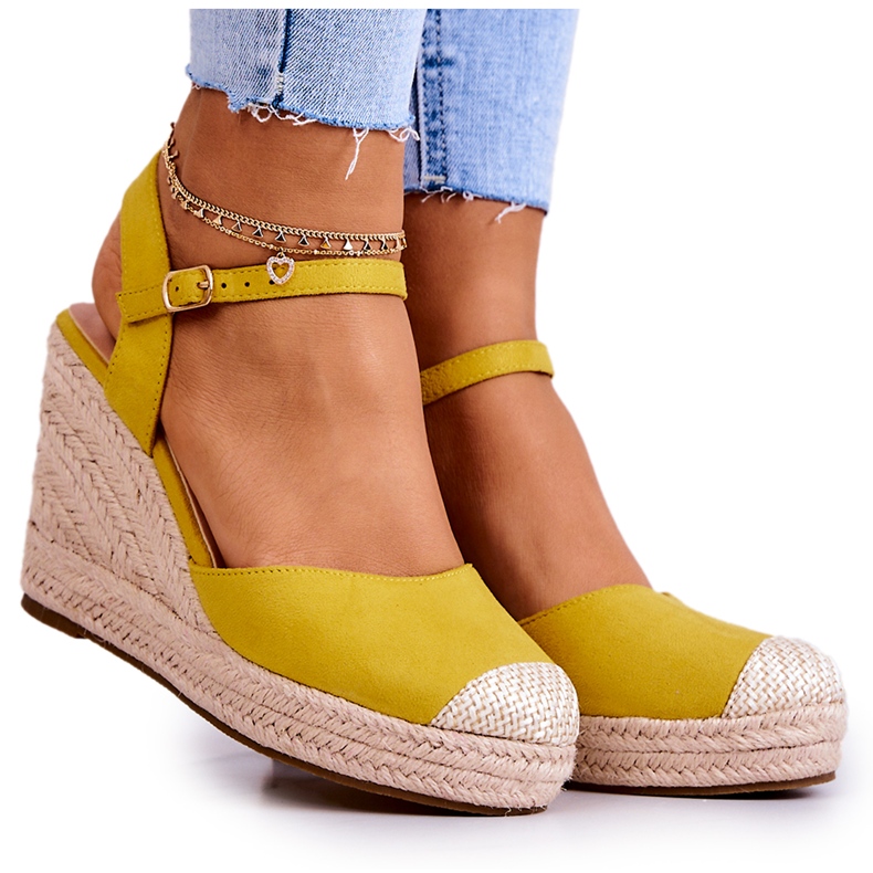 FW1 Women's Espadrilles On A Braided Platform Yellow Canillo