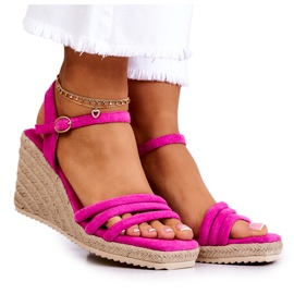 FJ1 Suede Pink Louisiana Wedge Sandals