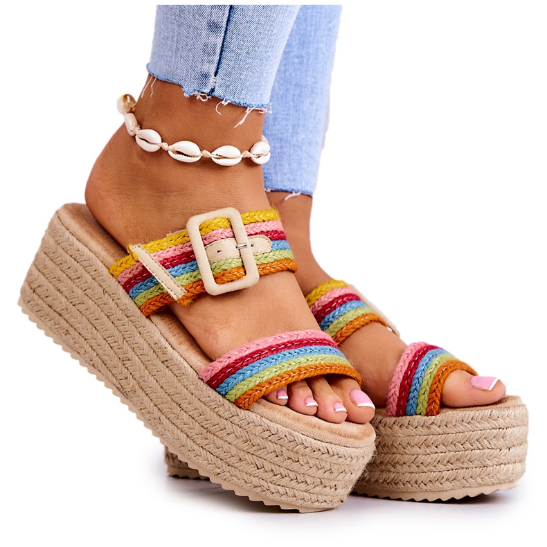 FJ1 Women's Slippers On The Platform Multicolor Lazare multicolored