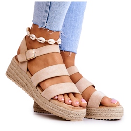 FS1 Women's Suede Buckle Sandals Beige Corestra