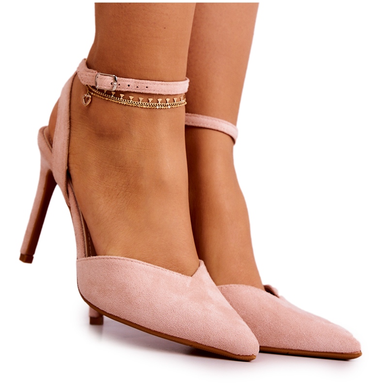 FB2 Suede Buckle Heels Light pink Kharen FB2 Suede Buckle Heels Light pink Kharen