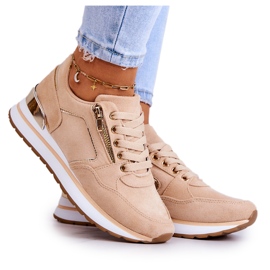 FB2 Suede Sport Shoes On A Dark Beige Riverside Platform FB2 Suede Sport Shoes On A Dark Beige Riverside Platform
