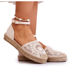 FE1 Women's Espadrilles On A Braided Platform Beige Calise FE1 Women's Espadrilles On A Braided Platform Beige Calise