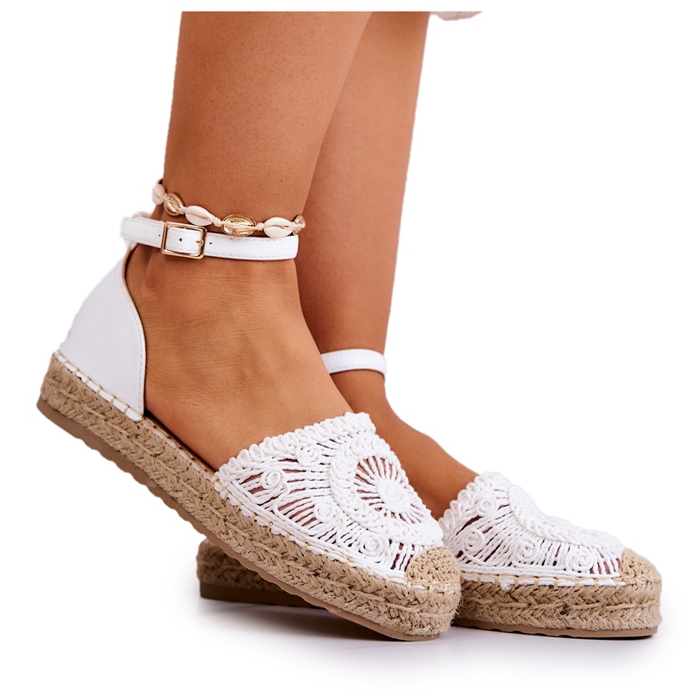 FE1 Women's Espadrilles On A Braided Platform White Calise