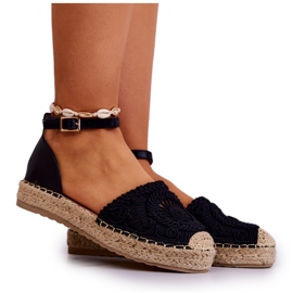 FE1 Women's Espadrilles On A Braided Platform Black Calise FE1 Women's Espadrilles On A Braided Platform Black Calise