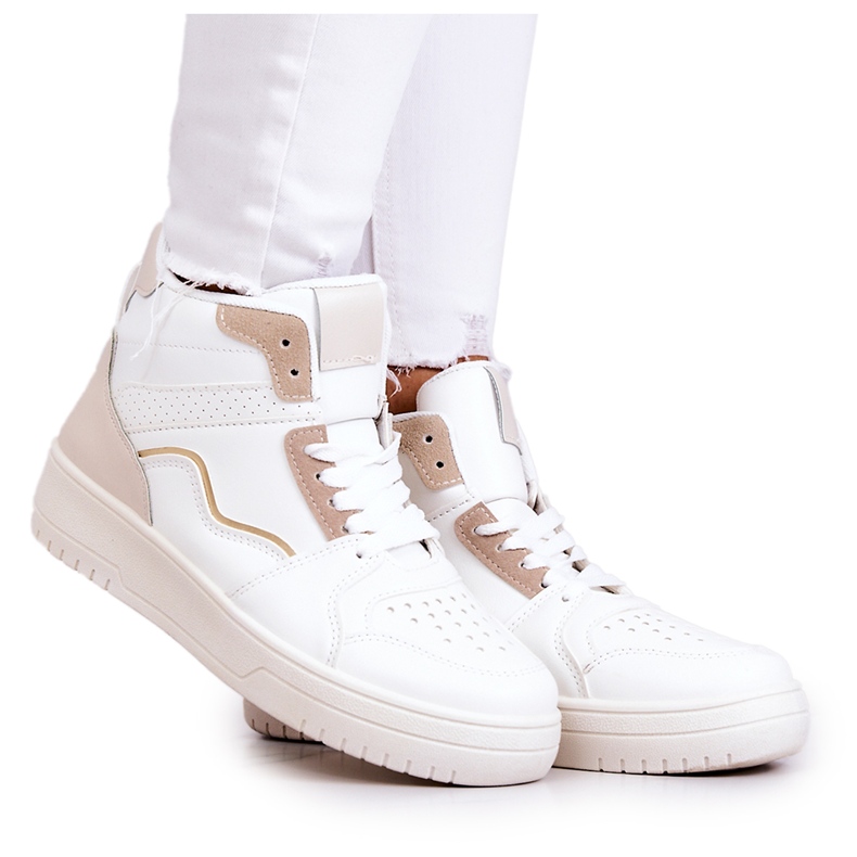 FG2 High Women's Sport Shoes White and Beige Megithoe