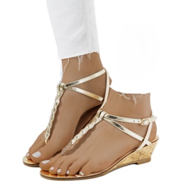 Golden open wedge sandals Rebeka