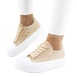 Brown sneakers on the Venancia platform beige khaki