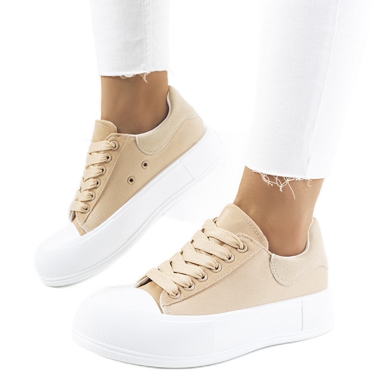 Brown sneakers on the Venancia platform beige khaki