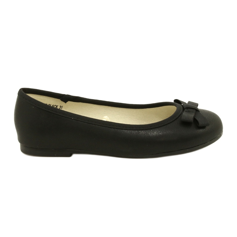 Black ballerina shoes with a black bow