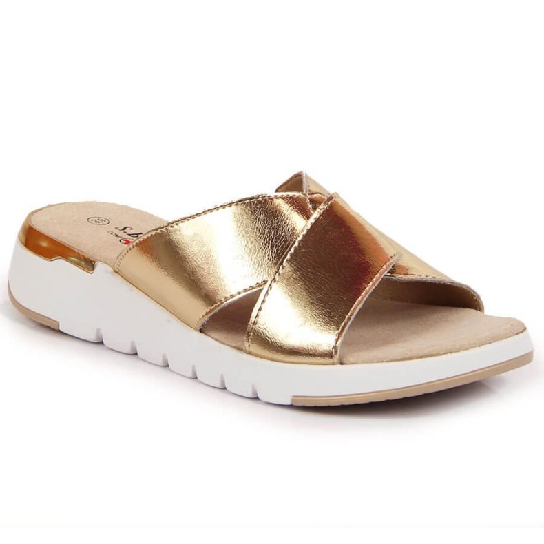 Patent leather slippers S. Barski W OLI159B golden