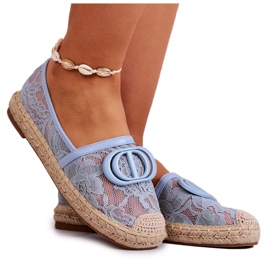 Women's Lace Espadrilles With Blue Summer Dream Decoration