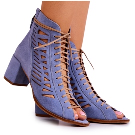 Suede Openwork Boots Maciejka 04040-34 Blue