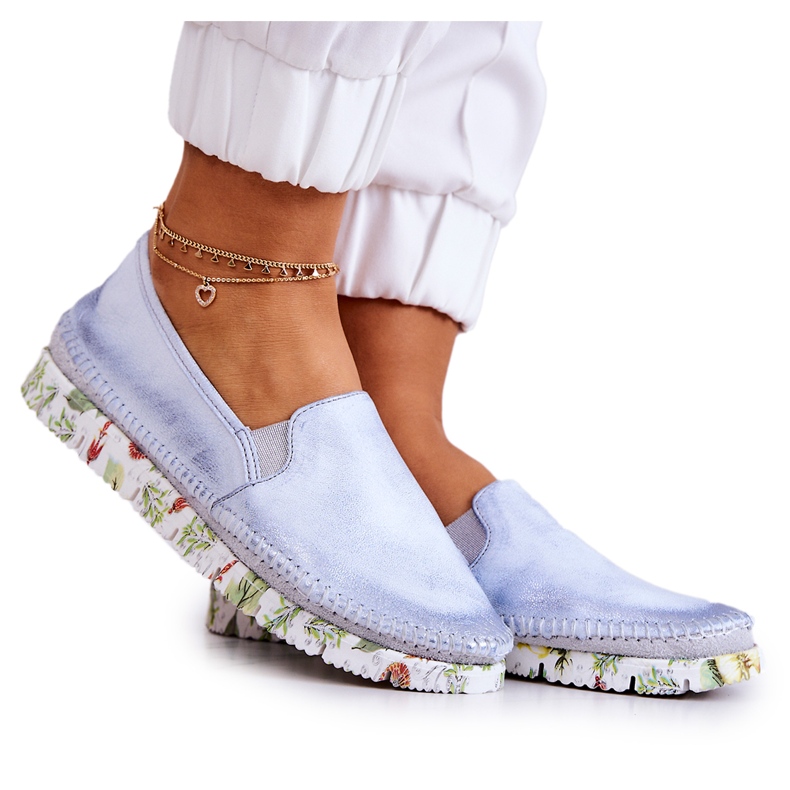 Women's Leather Slip-On Shoes Maciejka 03512-40 Light blue