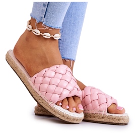 Leather Braided Slippers Big Star JJ274921 Pink